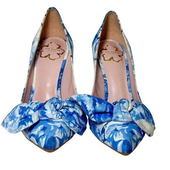 Ted Baker London French Floral Ryanah Bow Pointed Toe Pumps Women Sz 7 - Picture 8 of 10